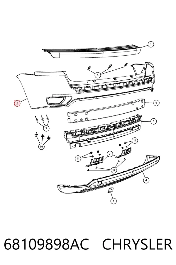 Pára-choque traseiro 68109898AC Chrysler