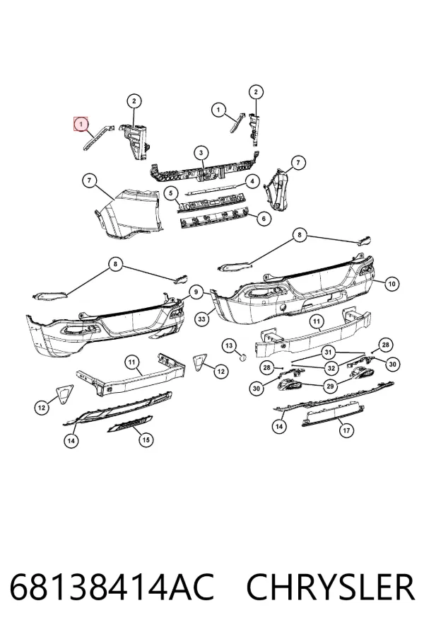 Consola direita do pára-choque traseiro externo K68138414AC Fiat/Alfa/Lancia