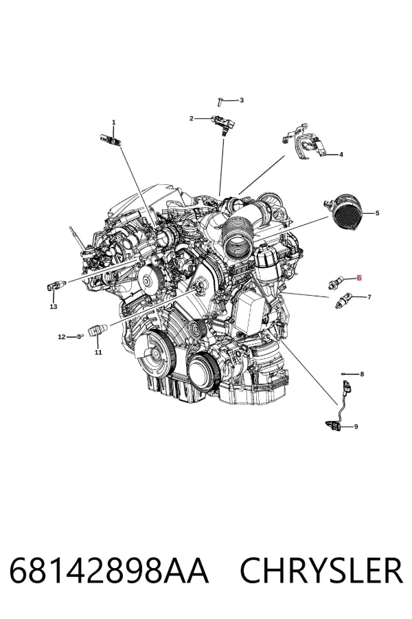 Sensor de temperatura do fluido de esfriamento 68142898AA Chrysler