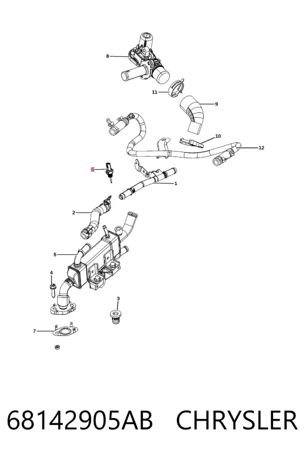 Sensor de temperatura dos gases de escape (GE), até o catalisador 68142905AB Chrysler