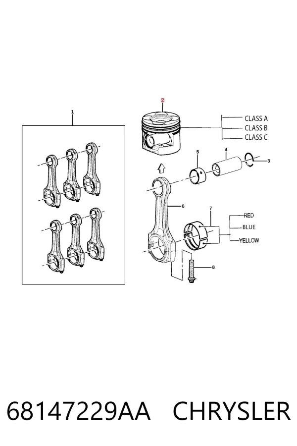 Pistão do kit para 1 cilindro, STD K68147229AA Fiat/Alfa/Lancia