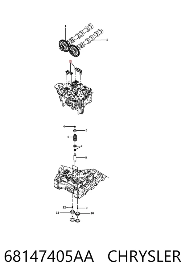 Balanceiro de válvula (balanceiro de válvulas) K68147405AA Fiat/Alfa/Lancia