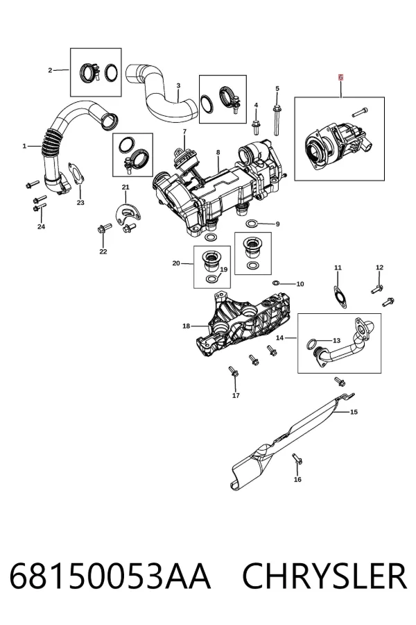 Válvula EGR de recirculação dos gases 68150053AA Chrysler