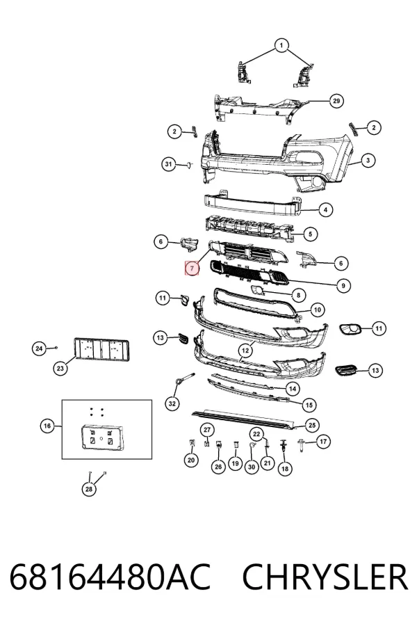 Perciana do radiador de esfriamento 68164480AC Chrysler