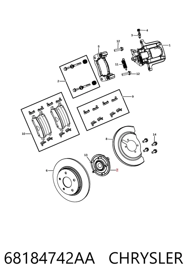 Cubo traseiro direito 68184742AA Chrysler