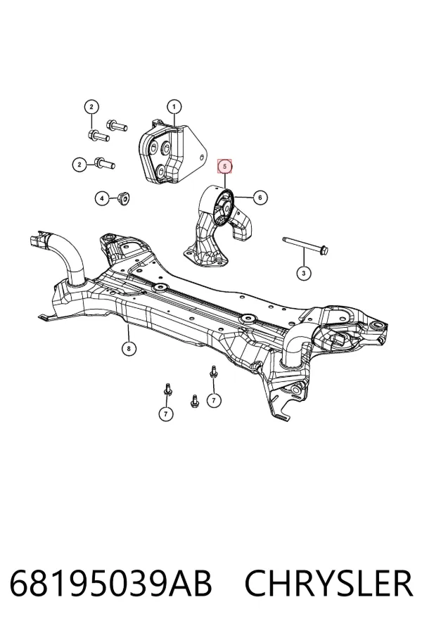 Coxim (suporte) traseiro de motor 68195039AB Chrysler