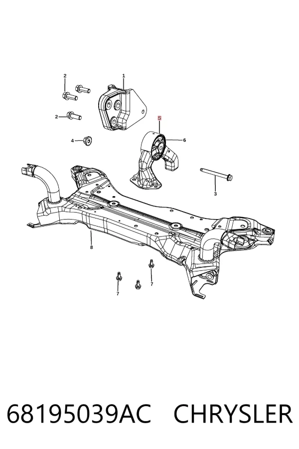 Coxim (suporte) traseiro de motor 68195039AC Chrysler