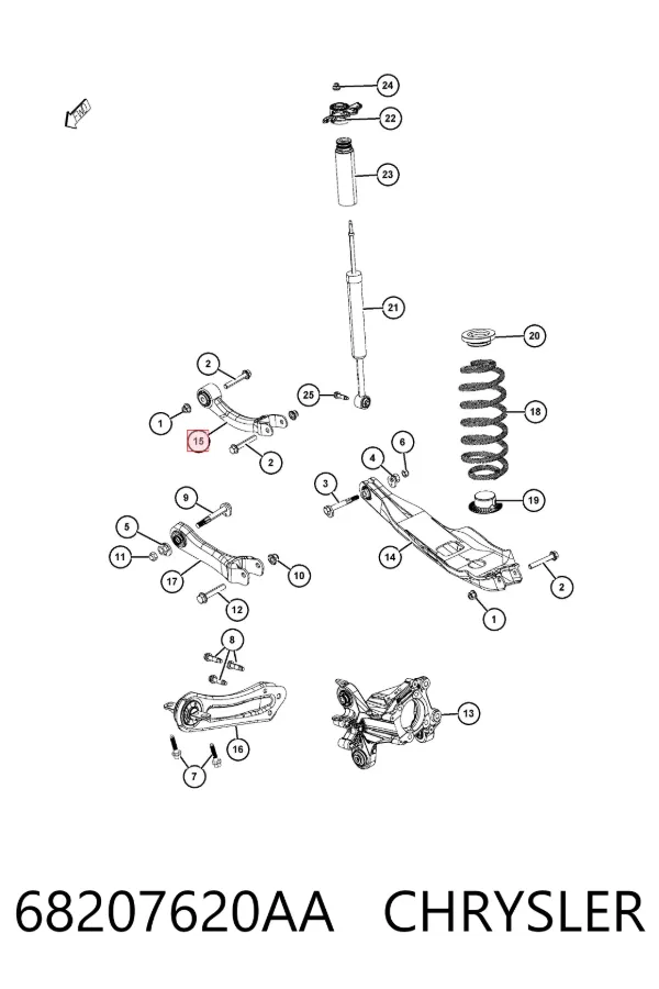 Braço oscilante de suspensão traseira transversal 68207620AA Chrysler
