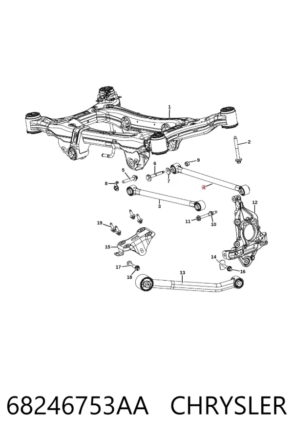 Barra transversal de suspensão traseira 68246753AA Chrysler