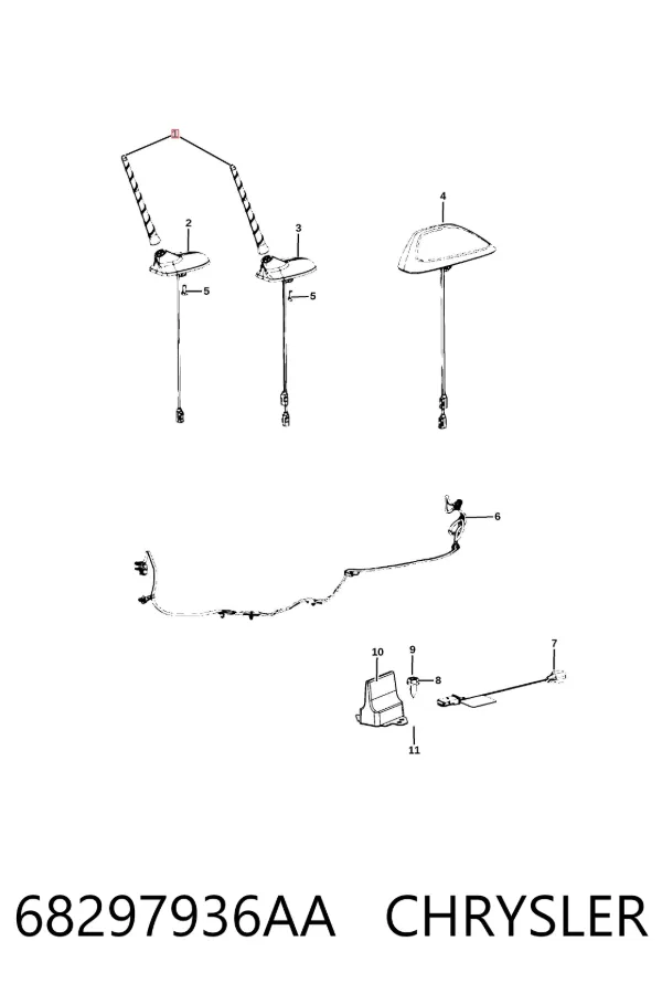 Haste de antena 68297936AA Chrysler