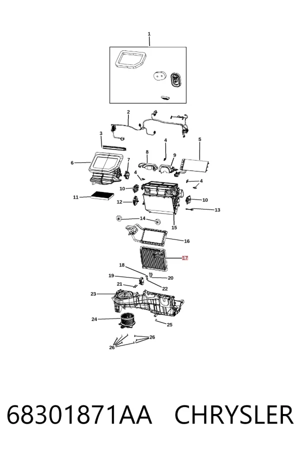 Vaporizador de aparelho de ar condicionado 68301871AA Chrysler