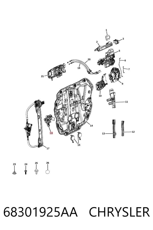 Motor de acionamento de vidro da porta traseira esquerda 68301925AA Chrysler