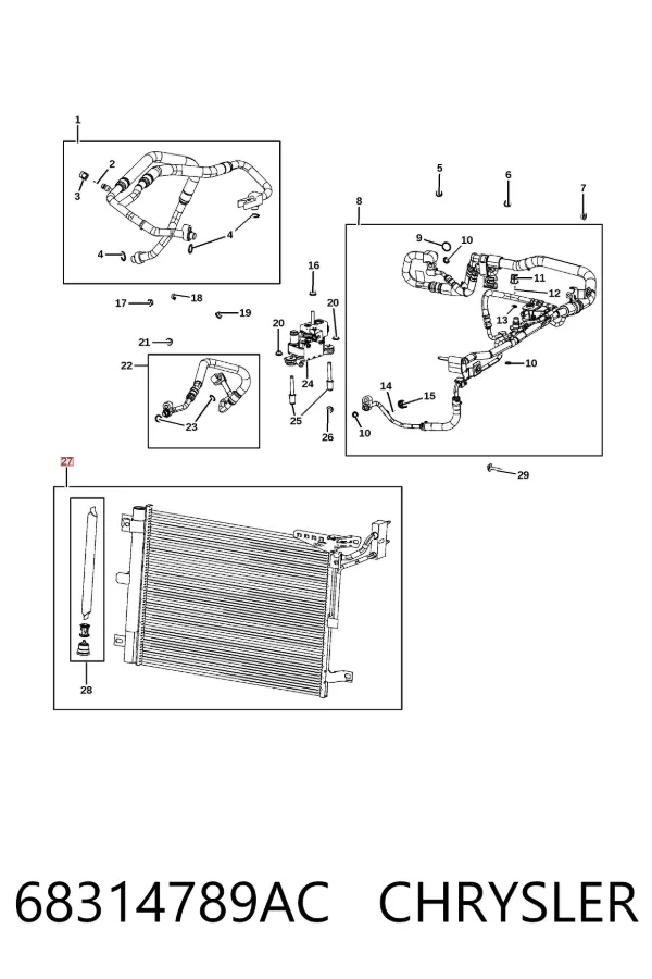 Radiador de aparelho de ar condicionado 68314789AC Chrysler