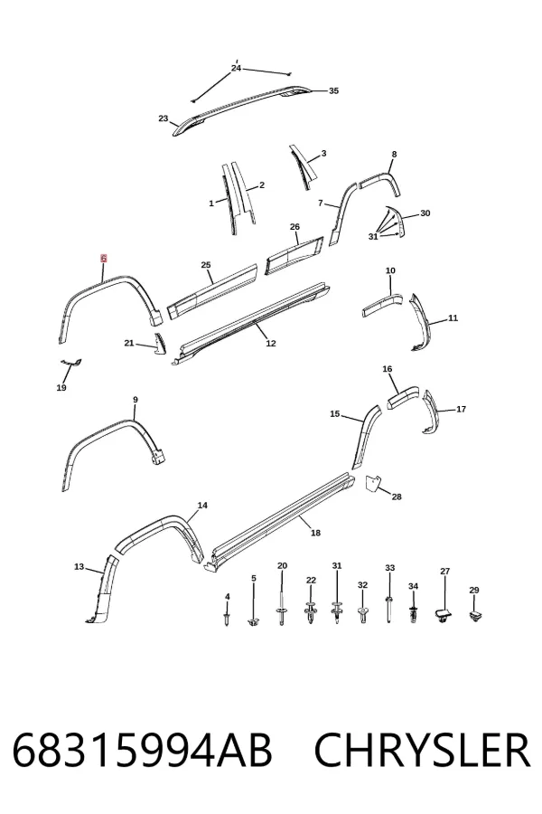 Expansor (placa sobreposta) de arco do pára-lama dianteiro direito K68315994AD Fiat/Alfa/Lancia