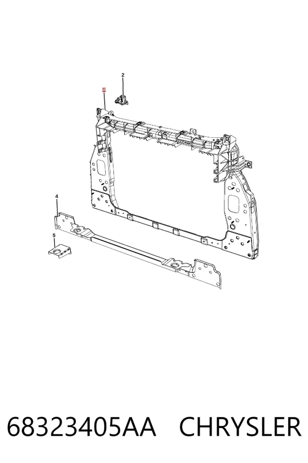 Suporte do radiador montado (painel de montagem de fixação das luzes) 68323405AA Chrysler
