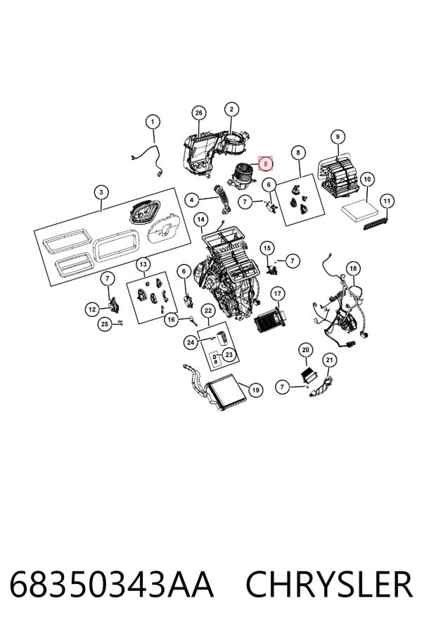Motor de ventilador de forno (de aquecedor de salão) 68350343AA Chrysler
