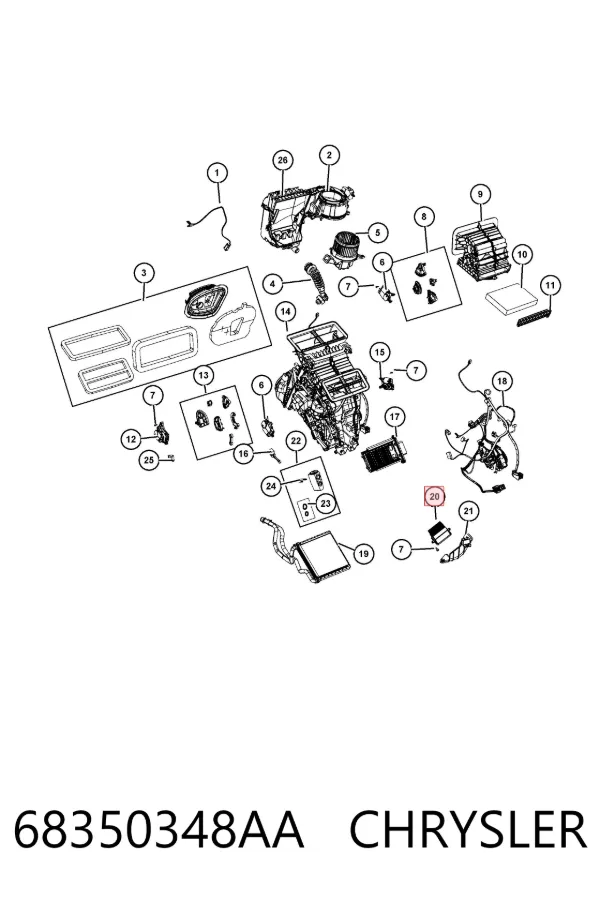 Coxim (suporte) traseiro de motor 68350348AA Chrysler