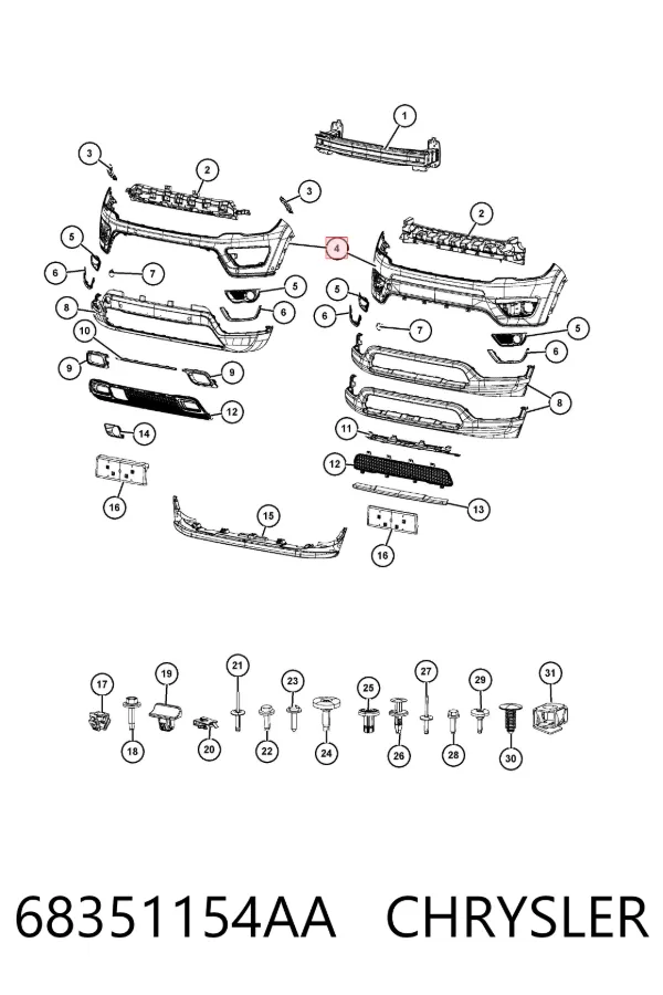 Pára-choque dianteiro 68351154AA Chrysler