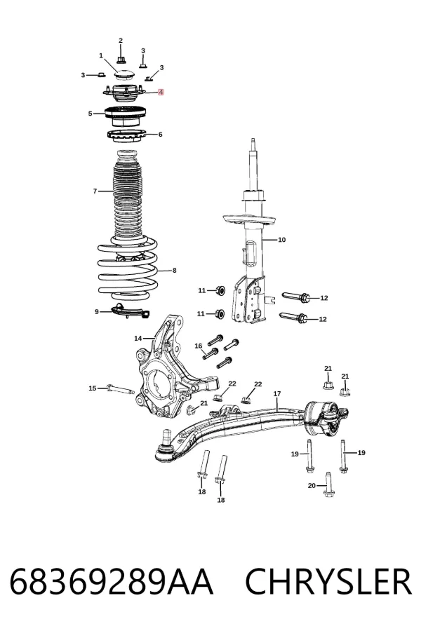 Suporte de amortecedor dianteiro K68369289AA Fiat/Alfa/Lancia