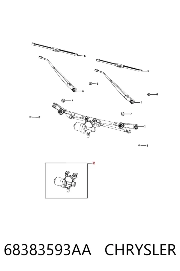 Motor de limpador pára-brisas do pára-brisas 68383593AA Chrysler