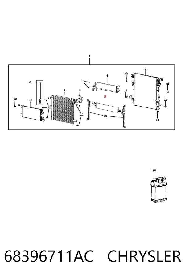 Radiador de esfriamento de motor adicional 68396711AC Chrysler