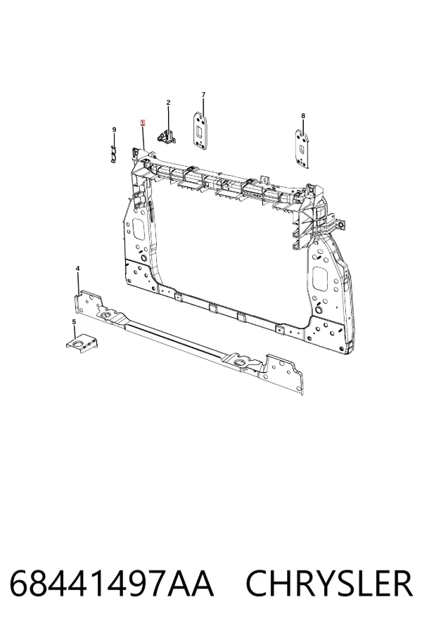 Suporte do radiador montado (painel de montagem de fixação das luzes) 68441497AA Chrysler