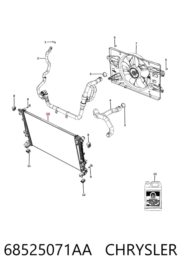 Radiador de esfriamento de motor 68525071AA Chrysler
