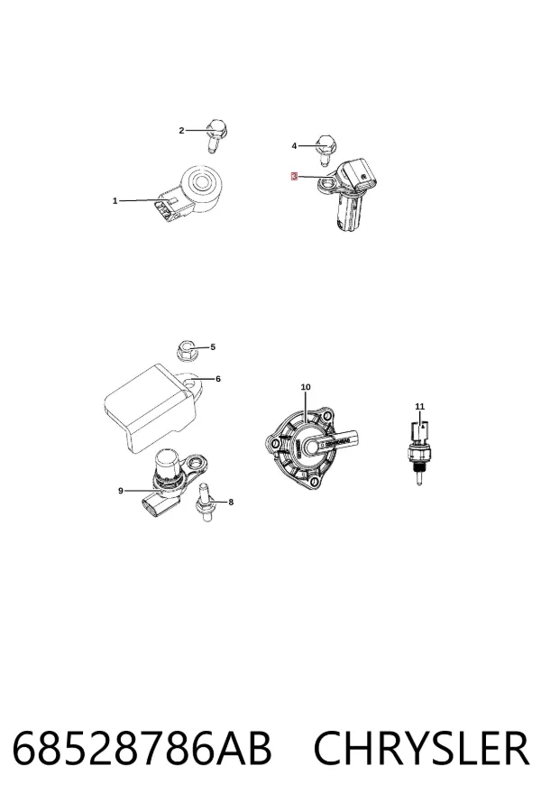 Sensor de posição (de revoluções) de cambota 68528786AB Chrysler
