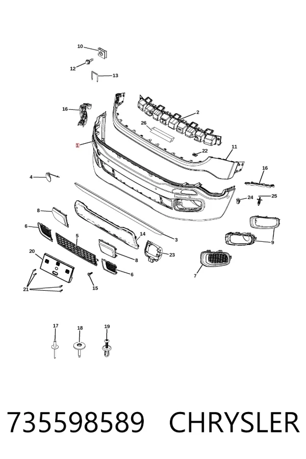 Pára-choque dianteiro 735598589 Chrysler