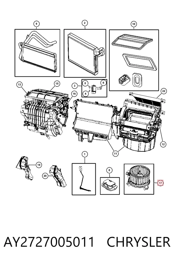 Motor de ventilador de forno (de aquecedor de salão) AY2727005011 Chrysler