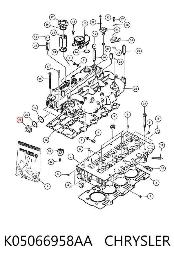 Vedação da árvore distribuidora de motor K05066958AA Chrysler