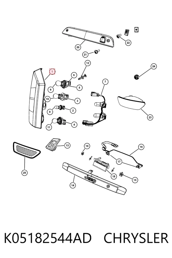 Lanterna traseira direita K05182544AD Chrysler