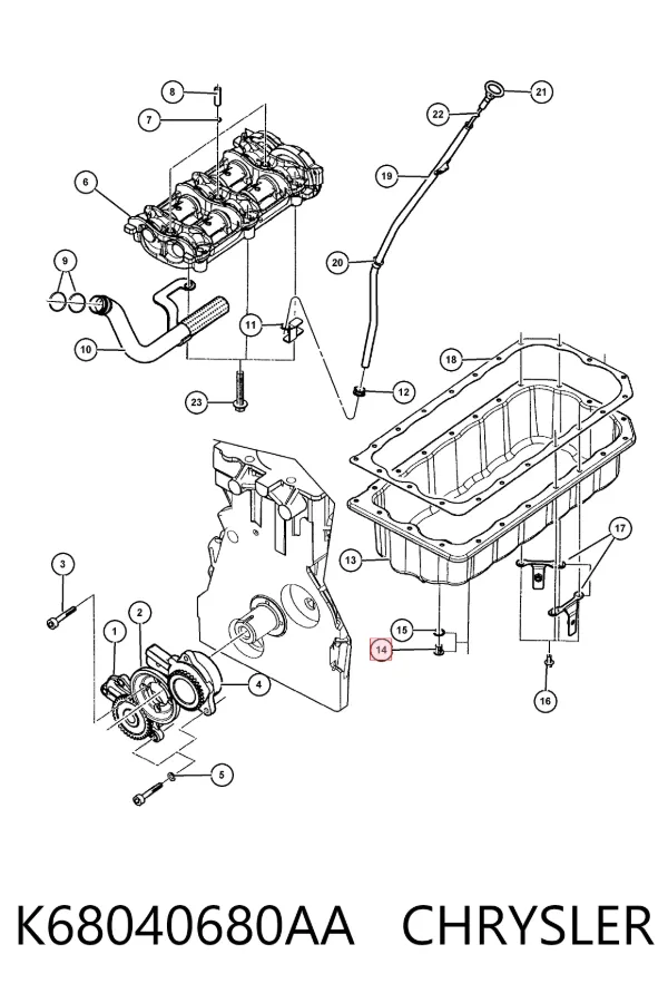 Tampão de panela de motor K68040680AA Chrysler