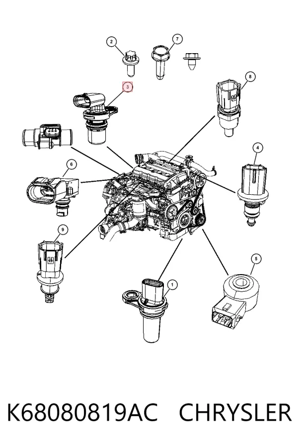 Sensor de posição da árvore distribuidora K68080819AC Chrysler