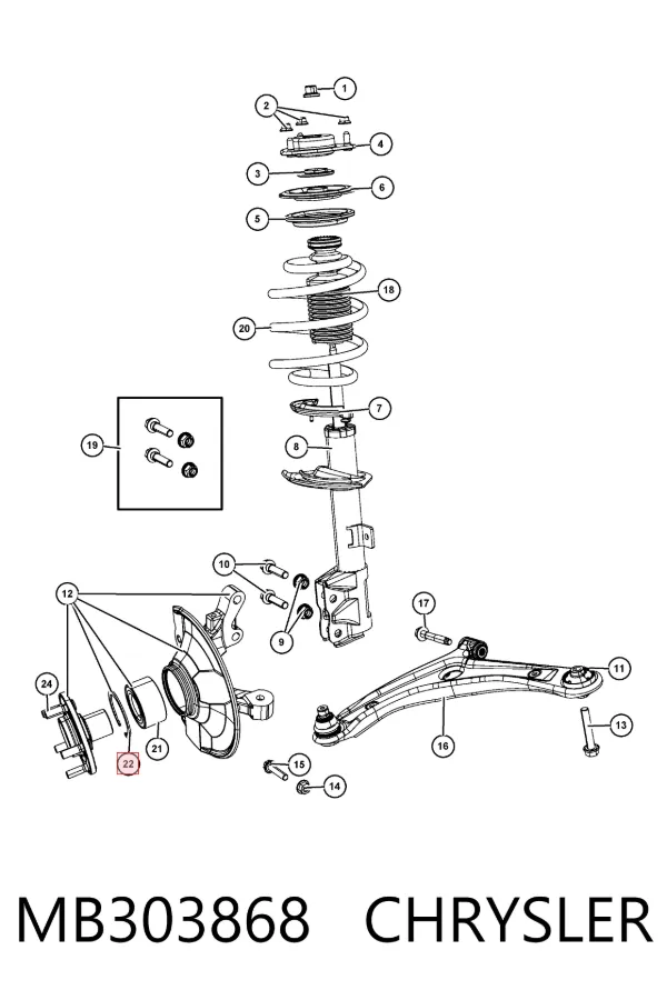 Anel de travagem de rolamento de cubo dianteiro MB303868 Chrysler