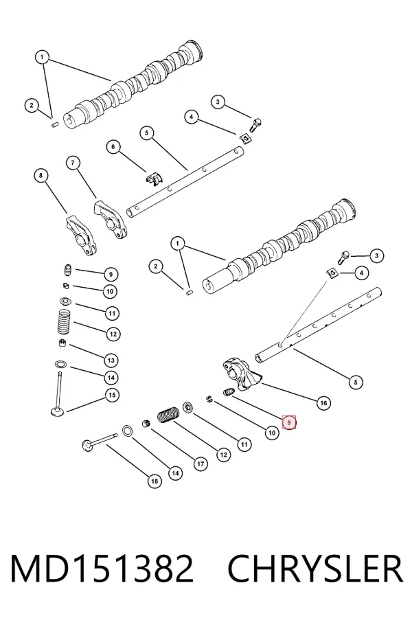 Compensador hidrâulico (empurrador hidrâulico), empurrador de válvulas MD151382 Chrysler