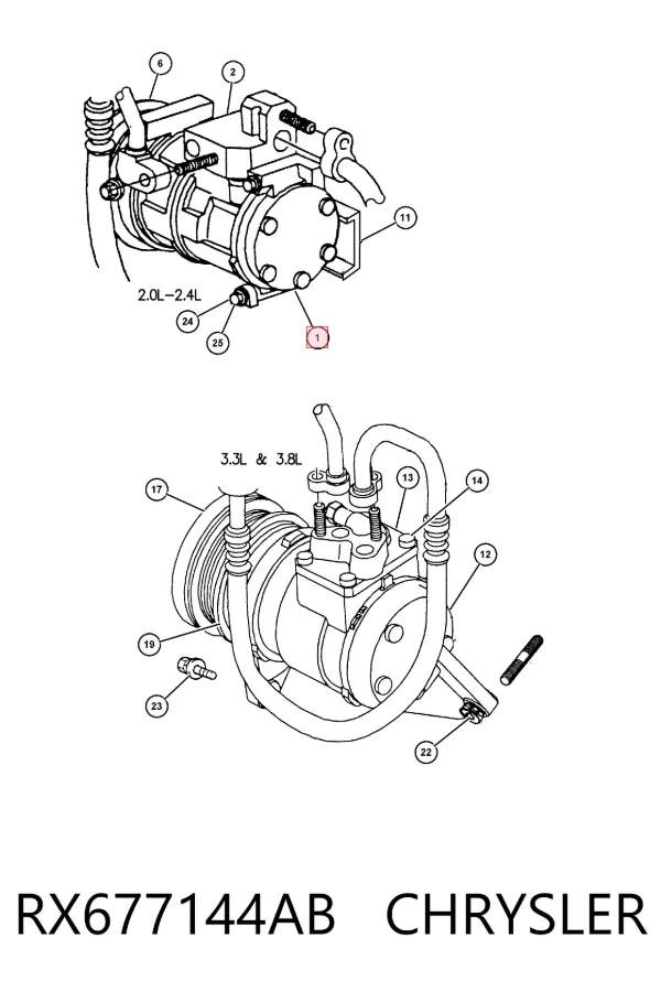 Compressor de aparelho de ar condicionado RX677144AB Chrysler