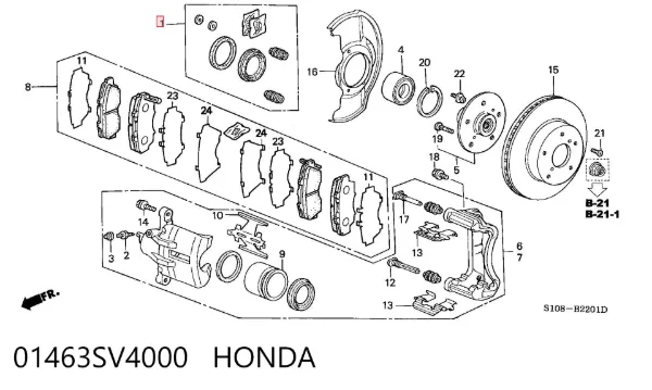 Kit de reparação de suporte do freio dianteiro 01463SV4000 Honda