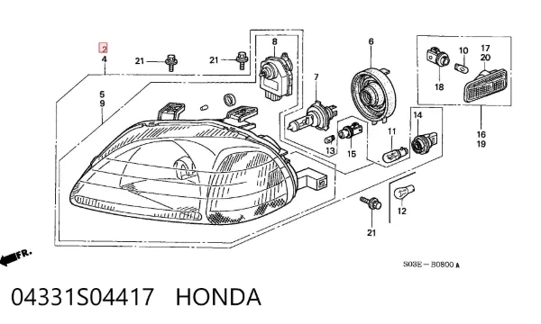 Luz direita 04331S04417 Honda