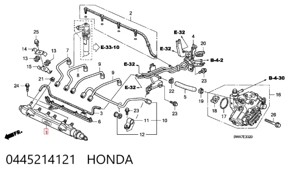 Distribuidor de combustível (rampa) 0445214121 Honda