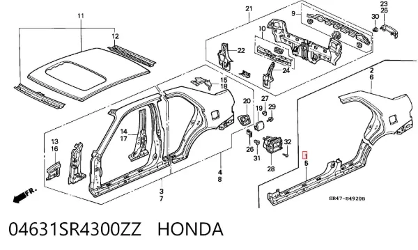 Acesso externo direito Honda Civic V