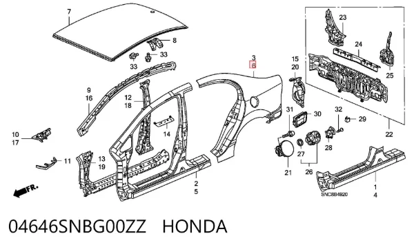 Pára-lama traseiro esquerdo 04646SNBG00ZZ Honda