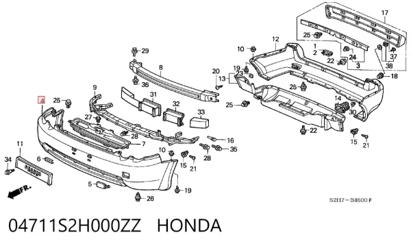 Pára-choque dianteiro 04711S2H000ZZ Honda
