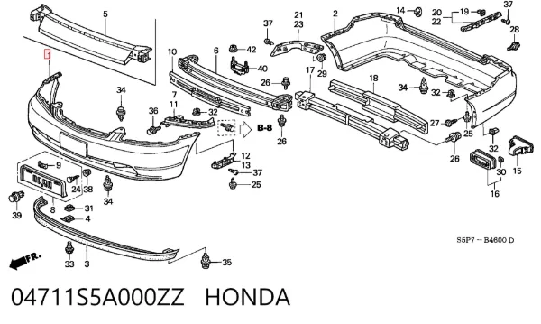 Pára-choque dianteiro 04711S5A000ZZ Honda