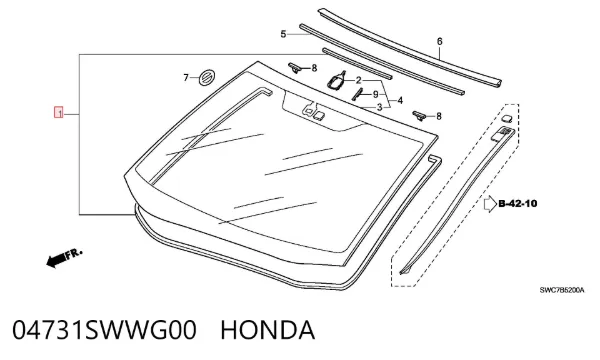 Compactador de pára-brisas 04731SWWG00 Honda