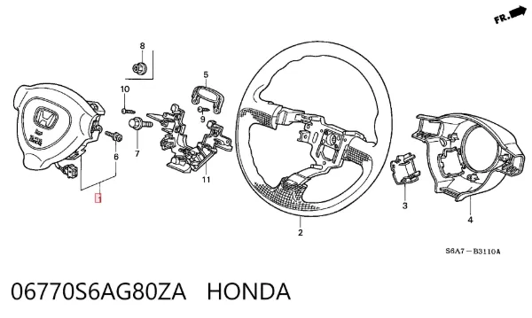 Cinto de segurança (AIRBAG) de condutor 06770S6AG80ZA Honda