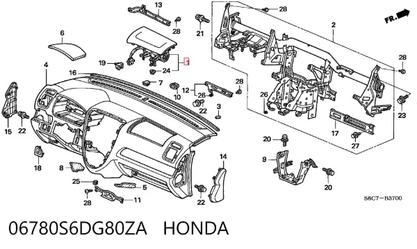 Cinto de segurança (AIRBAG) de passageiro 06780S6DG80ZA Honda