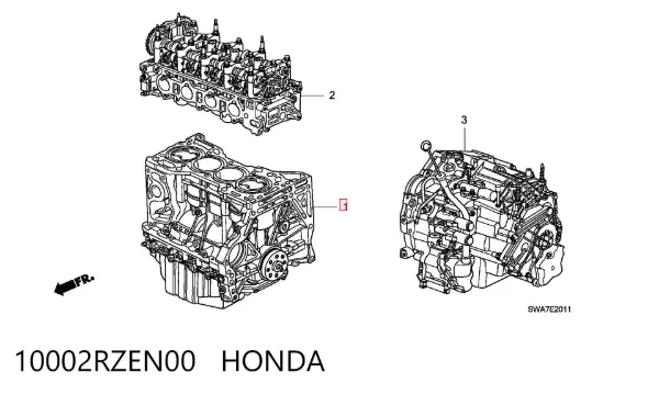 Bloco de cilindros de motor 10002RZEN00 Honda