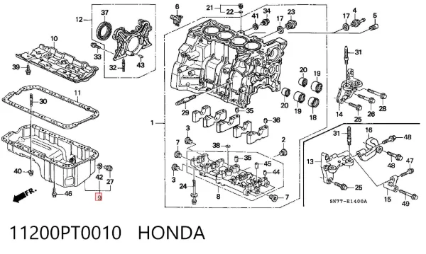 Panela de óleo de cárter do motor 11200PT0010 Honda