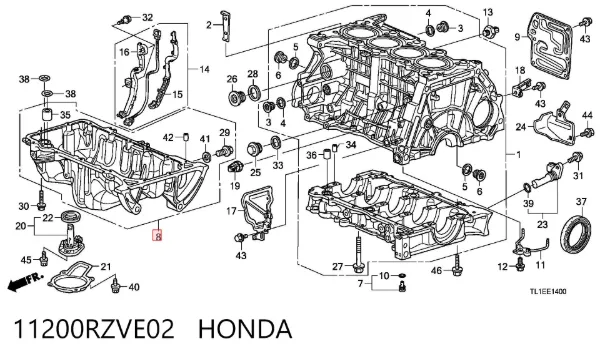 Panela de óleo de cárter do motor 11200RZVE02 Honda